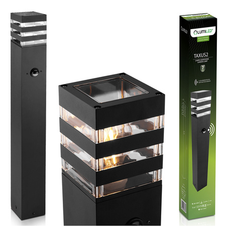 Venkovní zahradní lampa E27, LED snímač pohybu sloupek 60cm TAXUS 2 LUMILED