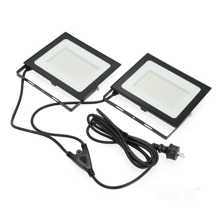 Venkovní LED reflektor Zahrada 200W 17000lm 4000K Neutrální 110° Stmívatelný IP54 IK06 Černá Žlutá Tigra Kobi