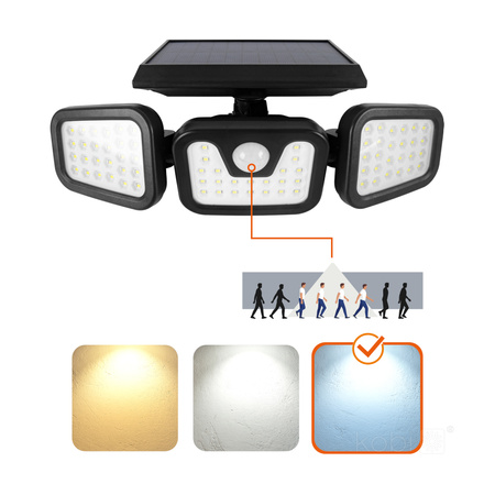 LED reflektor Solární venkovní zahradní 1,5W lm 6000K Cold s pohybovým a soumrakovým senzorem IP44 Black Glow Kobi