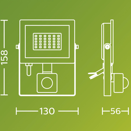 Reflektor LED 20W 2050lm 3000K IP65 se senzorem pohybu a soumraku Black Lois Philips