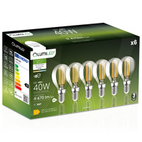 6x LED žárovka E14 Ball P45 4W = 40W 470lm 4000K Neutral 360° FILAMENT LUMILED