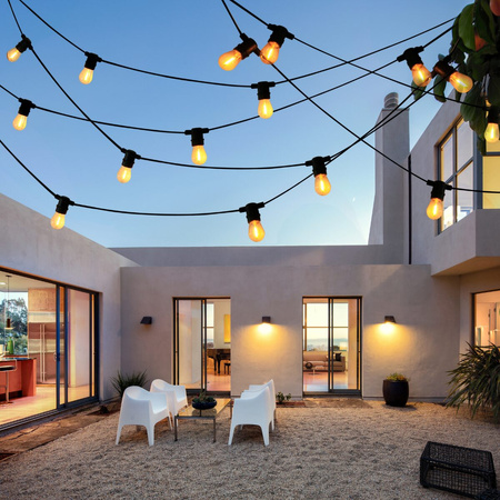 Zahradní venkovní světelný řetěz PARTY F26,2m 10xE27 LED vlákno 6W GOLDLUX (Polux)