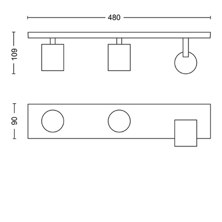 Stropní svítidlo LED RUNNER 3x GU10 Reflektor pohyblivé svítidlo černé PHILIPS