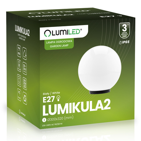Venkovní lampa E27, KOULE LED IP65 30cm LUMIKULA2 LUMILED