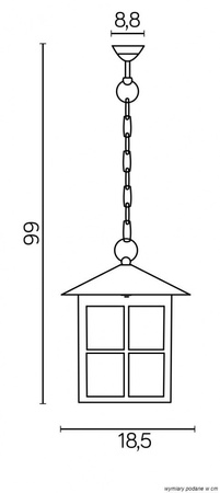 Venkovní závěsná LED zahradní lampa Wenecja K 1018/1/KW E27 Su-Ma