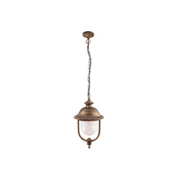 Venkovní LED zahradní závěsná lampa NEW YORK E27 IP44 přesah 106 cm starožitné zlato RABALUX