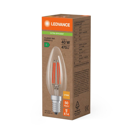 LED žárovka E14 B35 2,2W = 40W 470lm 2700K teplá bílá 320° Ledvance