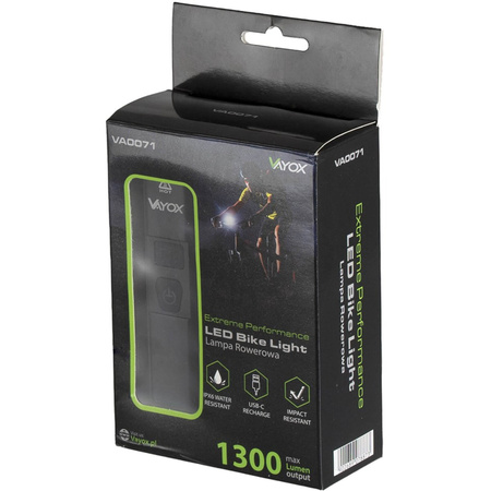 Přední světlo na kolo LED USB s dobíjecí baterií 6 světelných režimů VAYOX