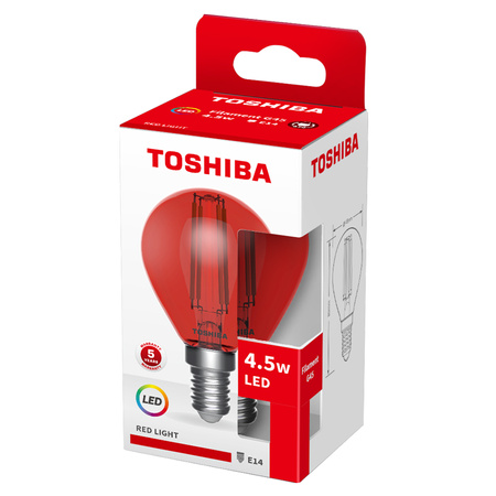 LED žárovka E14 G45 4,5W Filament Red TOSHIBA