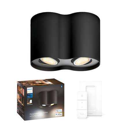 Stropní svítidlo LED Spot Pillar Black 2x4,2W CCT PHILIPS HUE Bluetooth Zigbee + stmívač