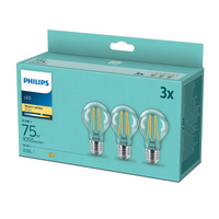 3x LED žárovka E27 A60 8,5W = 75W 1055lm 2700K Warm Filament PHILIPS