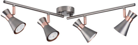 Stropní svítidlo LED GU10 s nastavitelným reflektorem Mileno Kanlux ve stříbrno-měděném provedení