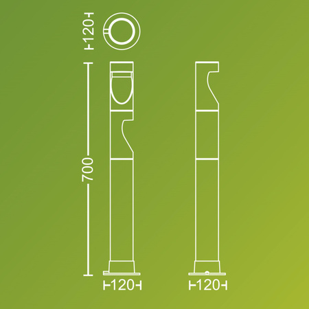 3x LED 70cm venkovní lampa PIPE 1,5W 180lm 2700K + Desi 24V napájení Philips