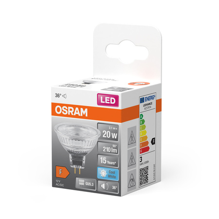 LED žárovka MR16 reflektor GU5.3 2,1W = 20W 210lm 4000K neutrální bílá 12V 36° STAR Osram