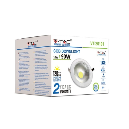 LED bodové zapuštěné svítidlo 10W 6000K Pevné COB VT-26101 V-TAC