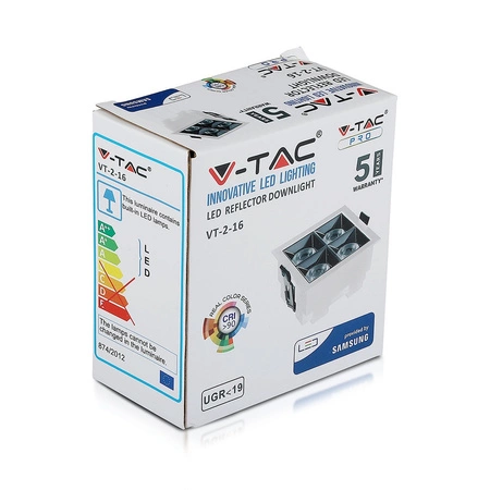 LED Spot 16W 4000K SMD SAMSUNG CHIP Čtvercové svítidlo VT-2-16 V-TAC