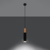 PABLO GU10 Závěsné stropní svítidlo Skandinávská černá a dřevěná SOLLUX