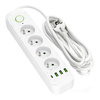 Prodlužovací kabel CONNECTO 4x230V 3m 4GN Zemní jistič 4xUSB Bílá Kobi