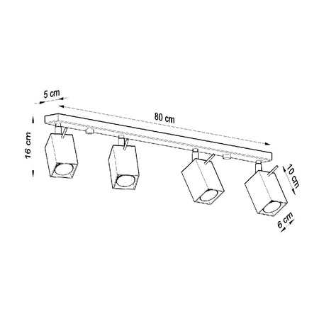 Svítidlo pro povrchovou montáž MERIDA 4L 4xGU10 Reflektor halogenový pohyblivý minimalistický černý SOLLUX