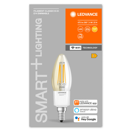 E14 B35 LED žárovka 4W = 40W 2700K Teplá bílá 470lm 300° LEDVANCE SMART+ WIFI vlákno Stmívatelné