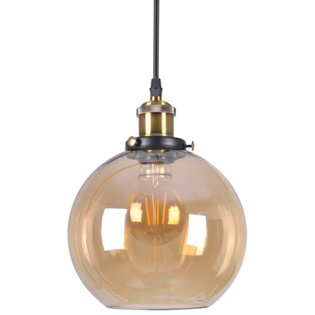 IRWIN KULA stropní závěsné svítidlo s jantarovým stínidlem 1x E27 GOLDLUX (Polux)