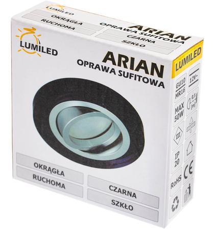 Skleněné Halogenová Podhledové svítidlo GU10, MR16 Nastavitelná Kulatá Černá ARIAN LUMILED
