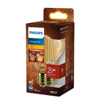 LED žárovka E27 A60 3.1W = 25W 250lm 1800K Teplá bílá vlákno jantarové PHILIPS