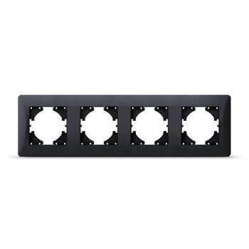 Horizontální rámeček pro čtyřzásuvkové nástěnné zásuvky Černá BINERA VIDEX