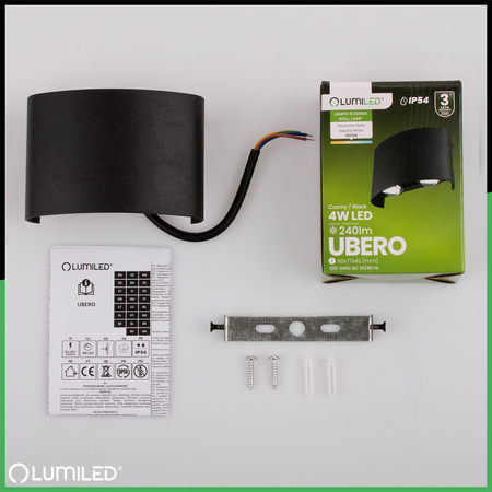 Zahradní nástěnná lampa nahoru a dolů, 4W IP54 UBERO LUMILED
