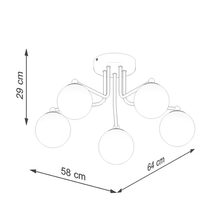 Stropní závěsné svítidlo 5x G9 černá bílá Astral French Sky SL.1663 Sollux