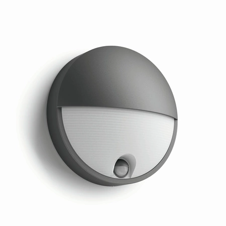 LED zahradní nástěnné svítidlo CAPRICORN IR 6W 2700K IP44 kulaté se senzorem pohybu antracit PHILIPS