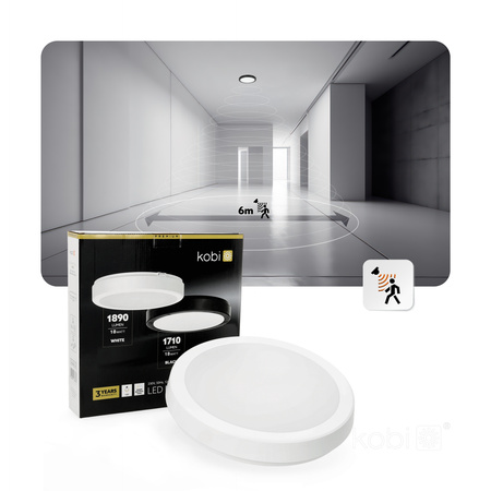 LED stropní svítidlo do koupelny Povrchová montáž 18W 1890lm 4000K 120° bílá IP65 Nairos Kobi