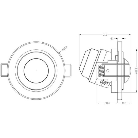 PIR detektor pohybu pro montáž pod omítku 360°
