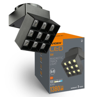 LED magnetické kolejnicové světlo 16W 1380lm 4000K neutrální CRI90 36° černá VIDEX