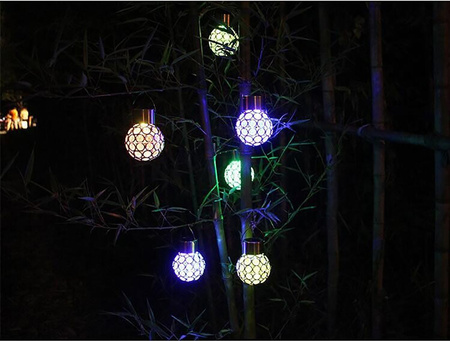 LED solární zahradní lampa KULA Sádra 8cm LED RGB závěsná Volteno