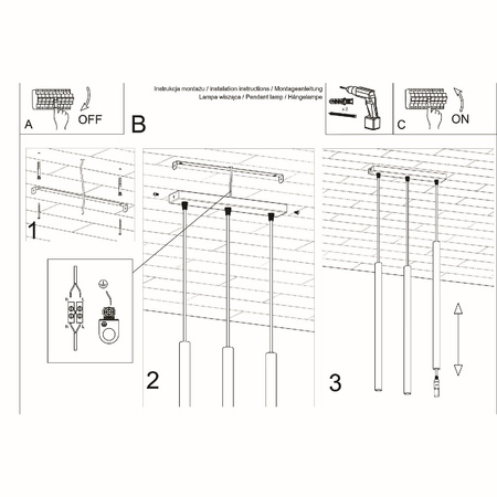 PASTELO 3 3xG9 Závěsné stropní svítidlo Minimalistická bílá SOLLUX