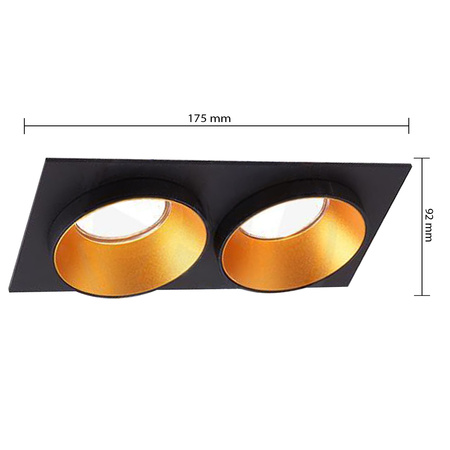SPOT 2x GU10 obdélníkové černé zlato zapuštěné dvojité zapuštěné svítidlo