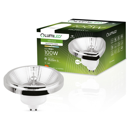 Žárovka LED GU10, ES111 15W = 100W 1521lm 4000K Neutralní bílá 24° Stříbrná LUMILED