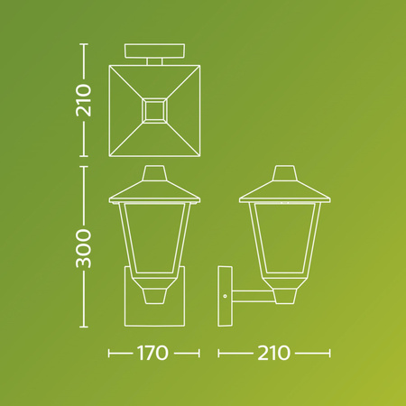 Zahradní nástěnná lampa Venkovní lucerna E27 IP44 černá Kinno Philips