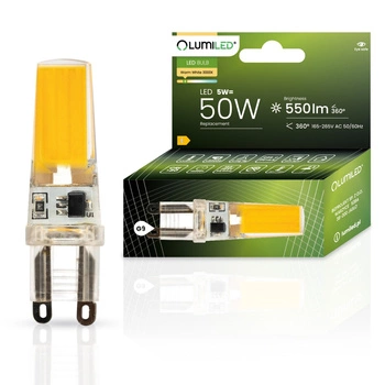 Žárovka LED G9, KAPSLE 5W = 50W 550lm 3000K Teplá bílá 360° COB LUMILED