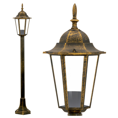 LIGURIA-LT Stojací zahradní lampa 1xE27 vysoký sloup 96cm patina - GOLDLUX (Polux)