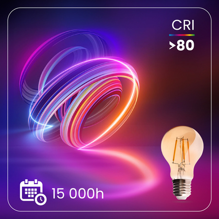 6x LED žárovka E27 A60 4W 470LM = 40W 2000K teplá bílá 360° Filament Amber LUMILED