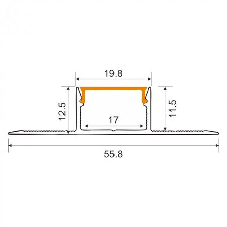 Hliníkový LED profil pro sádrokarton REGIPS široký pod dlaždice Bílý 1m s matným difuzorem pro LED pásky + koncovky GNS Ecolight series