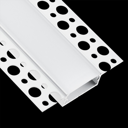 Podhledový Architektonický Hliníkový XL Profil Typ P pro LED do Sádrokartonových Desek, 2m + Mléčná Krytka LUMILED