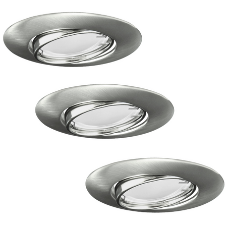 3x GOLDLUX (Polux) pohyblivá halogenová žárovka. kulatá. nikl + GU10 3.5W LED žárovka