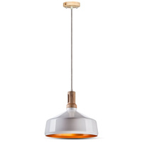 Závěsné svítidlo E27 Bílé stínidlo s dřevěným povrchem VT-7545 V-TAC