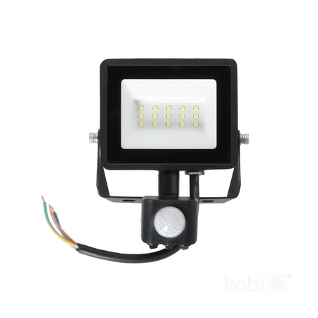 Venkovní LED reflektor 10W 735lm 6500K Cold 120° se senzorem pohybu IP44 IK05 Black MHC Kobi