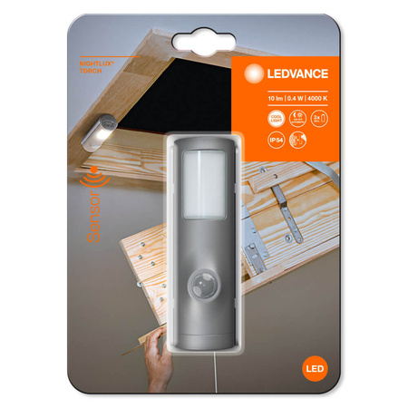 Nightlux Torch LED noční lampa Silver 0.35W 10lm 4000K IP54 Ledvance Pohybový senzor