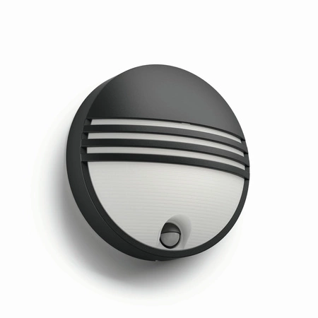 Zahradní lampa LED nástěnná lampa YARROW IR myGarden 6W 2700K IP44 kulatá s pohybovým senzorem černá PHILIPS