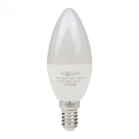 LED žárovka svíčka B37 E14 7W 630lm 3000K teplá bílá Ecolight